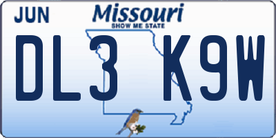 MO license plate DL3K9W