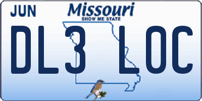 MO license plate DL3L0C