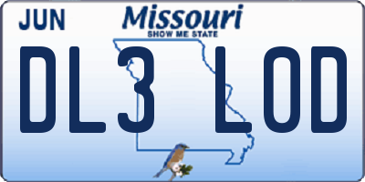 MO license plate DL3L0D