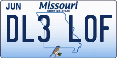 MO license plate DL3L0F