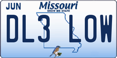 MO license plate DL3L0W