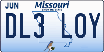 MO license plate DL3L0Y
