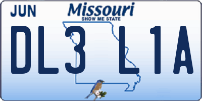 MO license plate DL3L1A