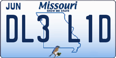 MO license plate DL3L1D