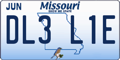 MO license plate DL3L1E