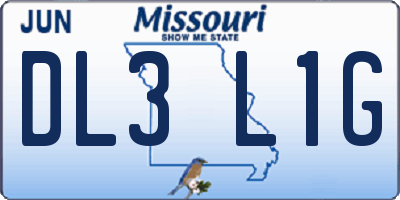 MO license plate DL3L1G