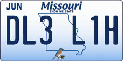 MO license plate DL3L1H