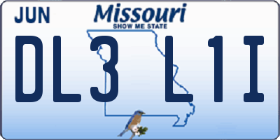 MO license plate DL3L1I