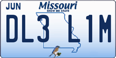 MO license plate DL3L1M