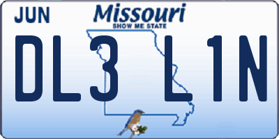 MO license plate DL3L1N