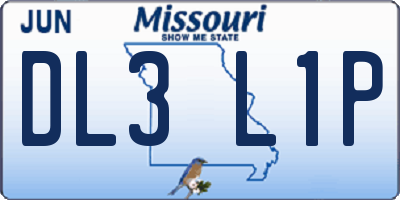 MO license plate DL3L1P