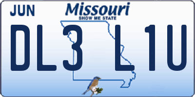 MO license plate DL3L1U