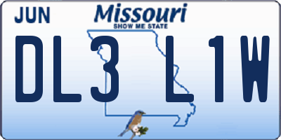 MO license plate DL3L1W