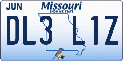 MO license plate DL3L1Z