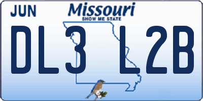 MO license plate DL3L2B