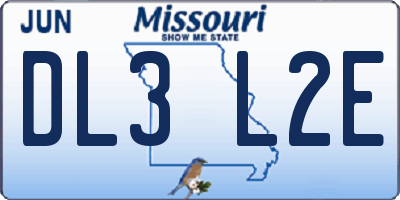 MO license plate DL3L2E