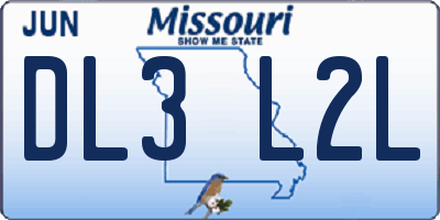 MO license plate DL3L2L