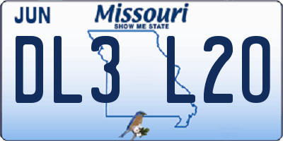 MO license plate DL3L2O