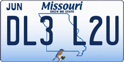 MO license plate DL3L2U