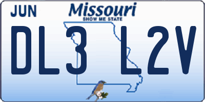 MO license plate DL3L2V
