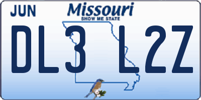 MO license plate DL3L2Z