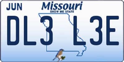 MO license plate DL3L3E