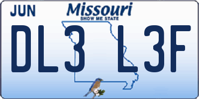 MO license plate DL3L3F