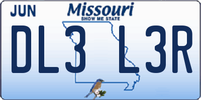 MO license plate DL3L3R