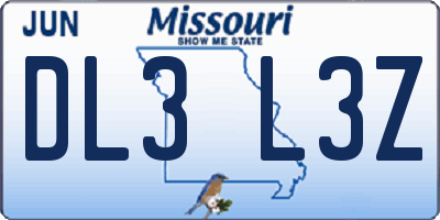 MO license plate DL3L3Z
