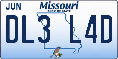 MO license plate DL3L4D