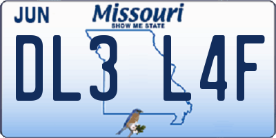 MO license plate DL3L4F