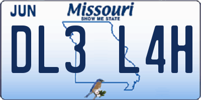 MO license plate DL3L4H