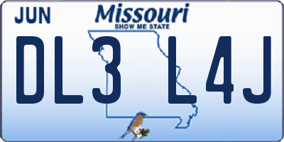 MO license plate DL3L4J
