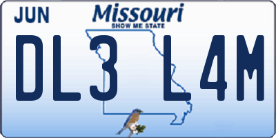 MO license plate DL3L4M