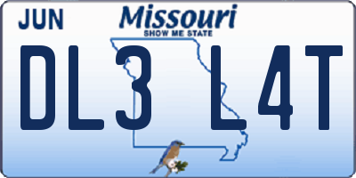 MO license plate DL3L4T