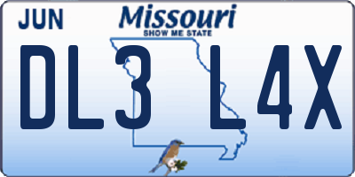 MO license plate DL3L4X