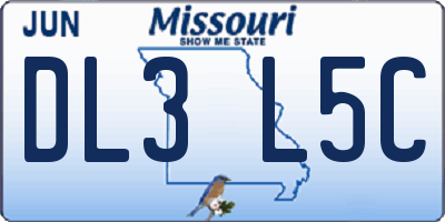 MO license plate DL3L5C