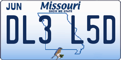 MO license plate DL3L5D
