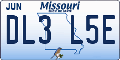 MO license plate DL3L5E