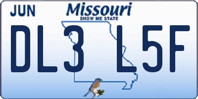 MO license plate DL3L5F