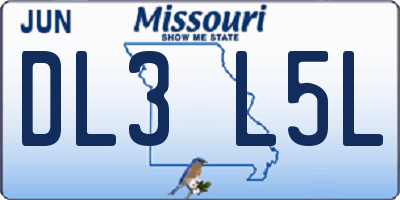 MO license plate DL3L5L