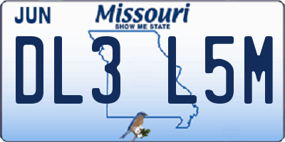 MO license plate DL3L5M