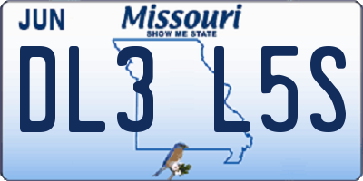 MO license plate DL3L5S