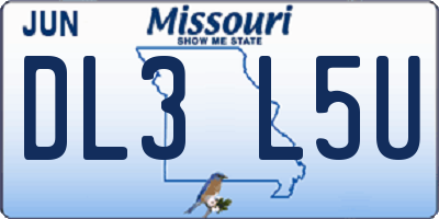 MO license plate DL3L5U