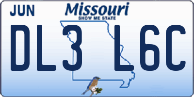 MO license plate DL3L6C