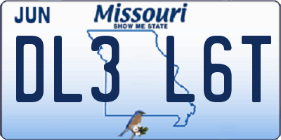 MO license plate DL3L6T