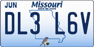MO license plate DL3L6V