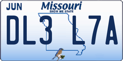 MO license plate DL3L7A