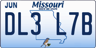 MO license plate DL3L7B