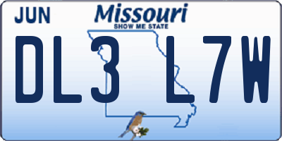 MO license plate DL3L7W